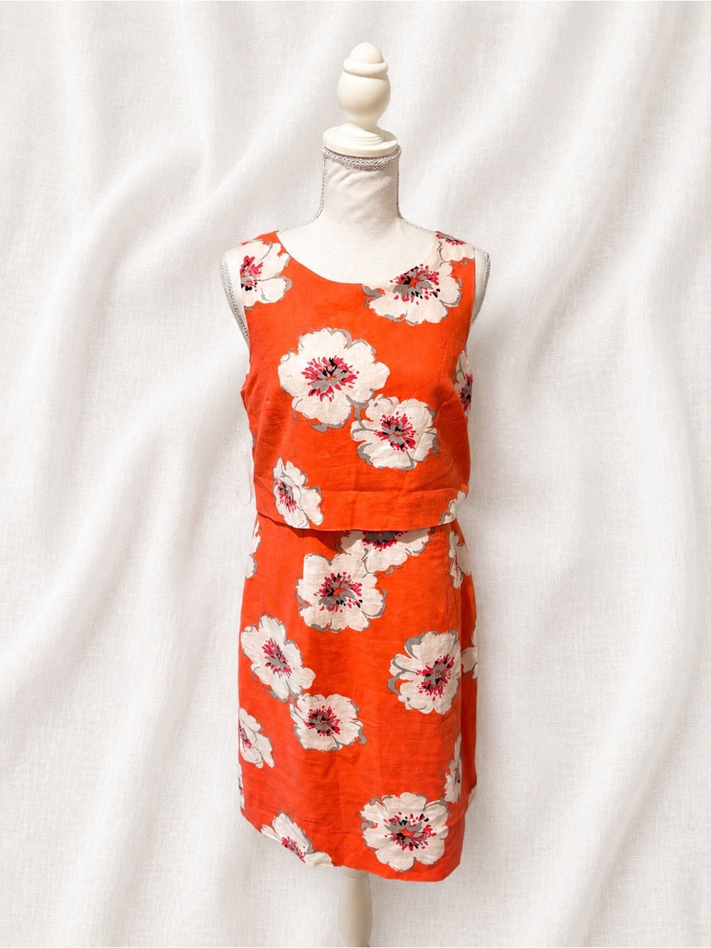 Ivanka Trump Orange Floral Sheath Dress Women’s Size 10 Sleeveless Lined